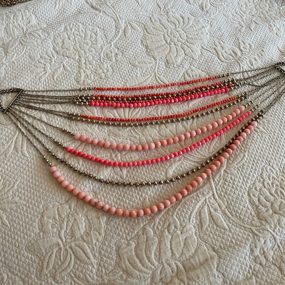 Stella & Dot Multi Strand Statement Necklace, Pinks/ Coral - Picture 5 of 7